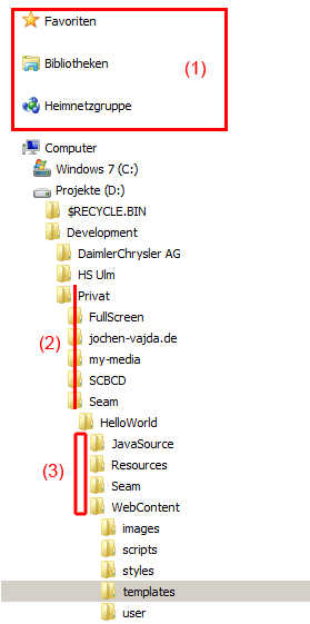 Windows 7 Explorer Verzeichnisbaum