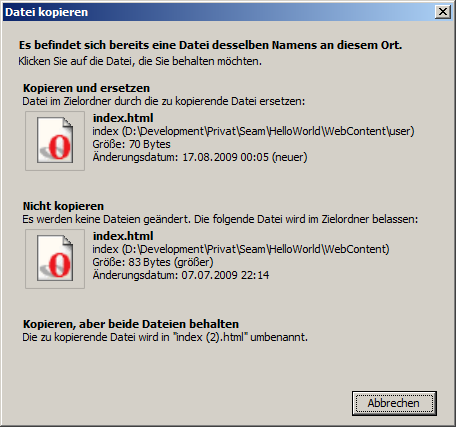 Windows 7 Explorer Überschreibendialog
